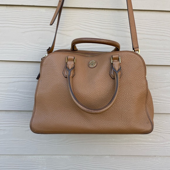 Tory Burch Brown Leather Robinson Double Zip Dome Satchel - Picture 5 of 16
